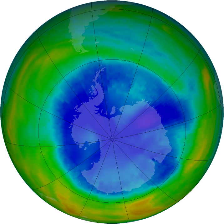 Antarctic ozone map for 23 August 2001